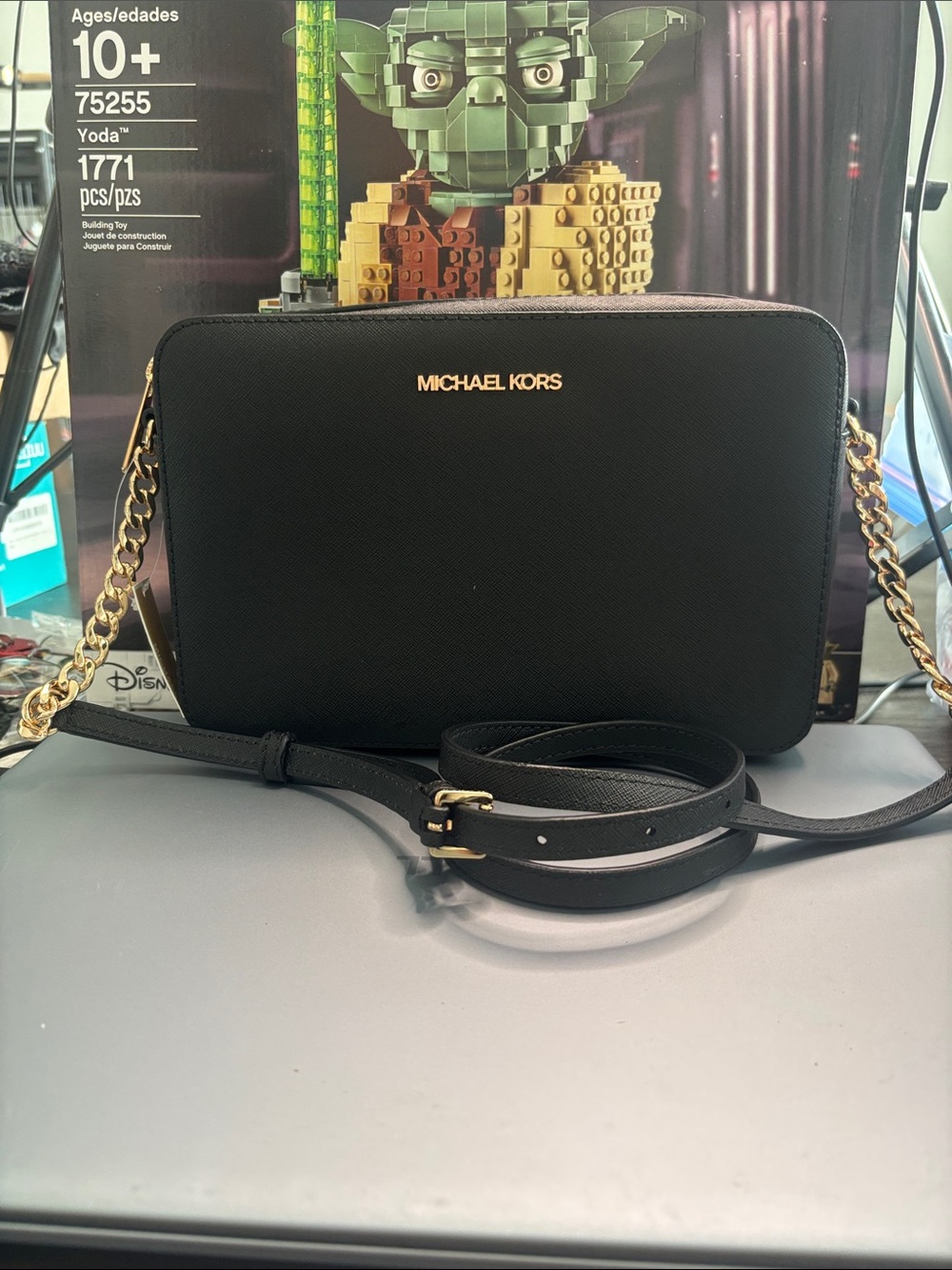 MICHAEL KORS Black Crossbody Bag with Gold Hardware